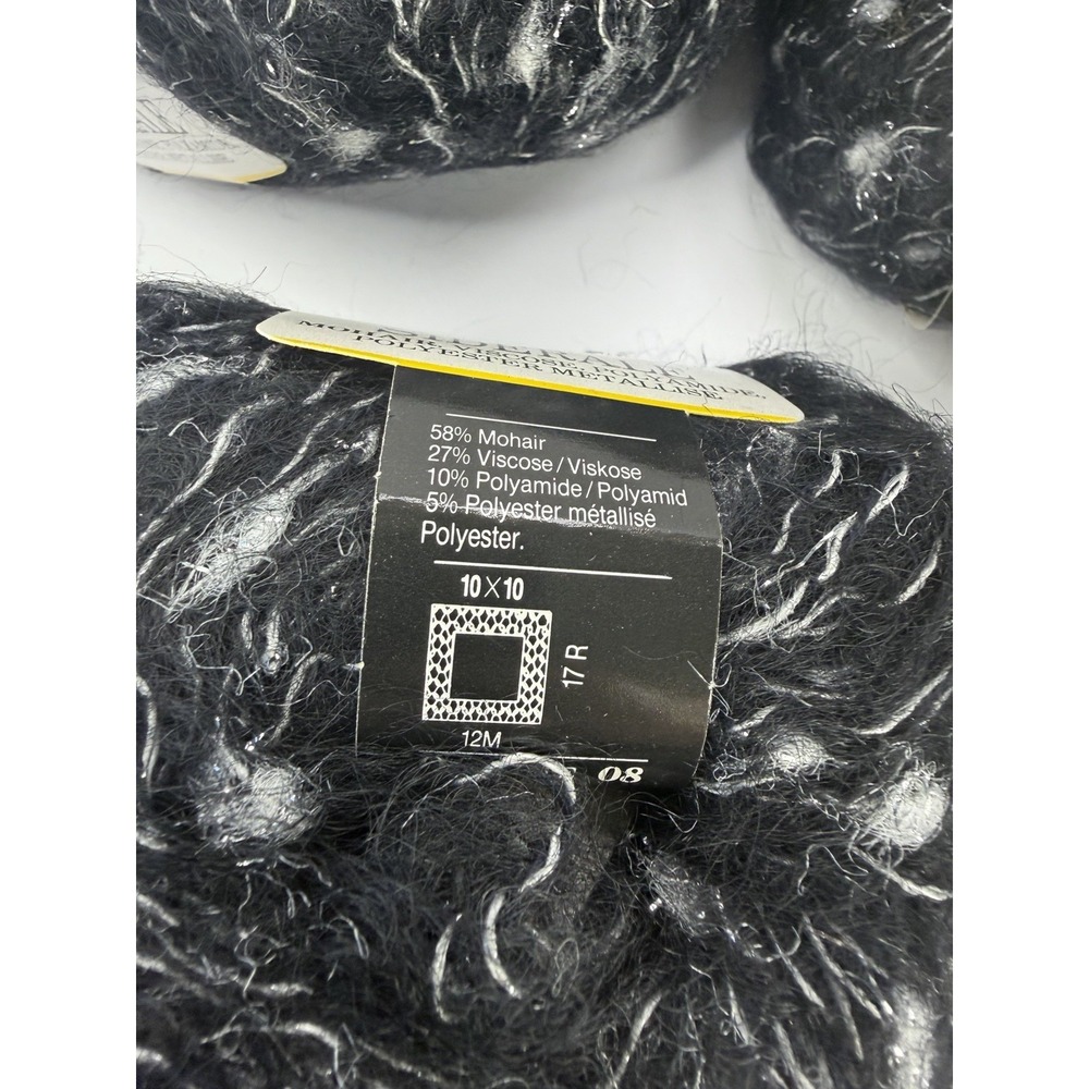 Chanteleine Yarn Siderale Mohair Blend Black White Lot Of 10 Made France - Picture 3 of 7